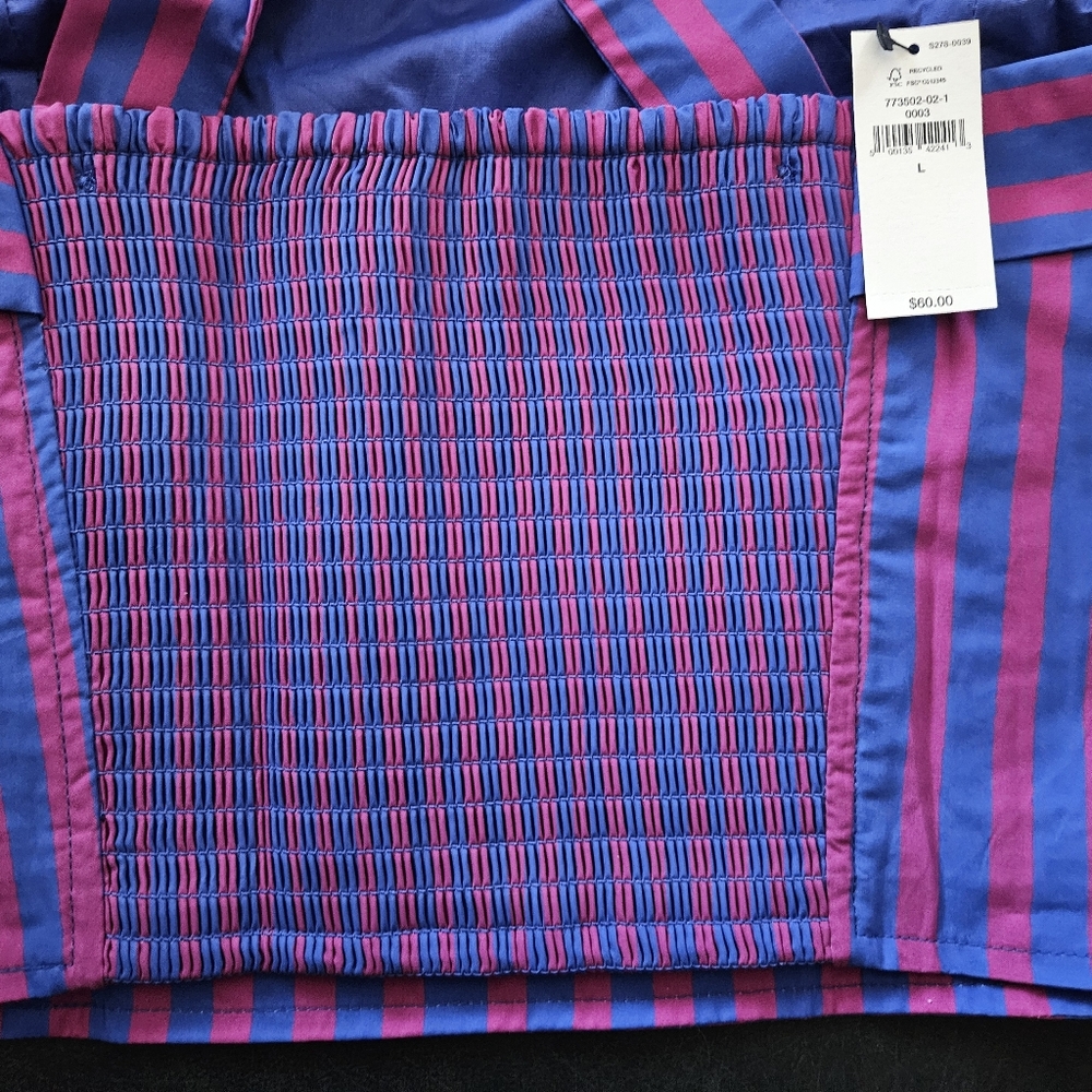 NWT - Banana Republic Purple Stripe Cotton  Cross-Back Cropped Top - Size L - Picture 10 of 13
